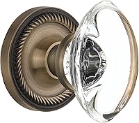 Vista 7 de Nostalgic Warehouse 717661 - Roseta de cuerda con pomo ovalado de cristal transparente, privacidad, 2.75 pulgadas, latón pulido