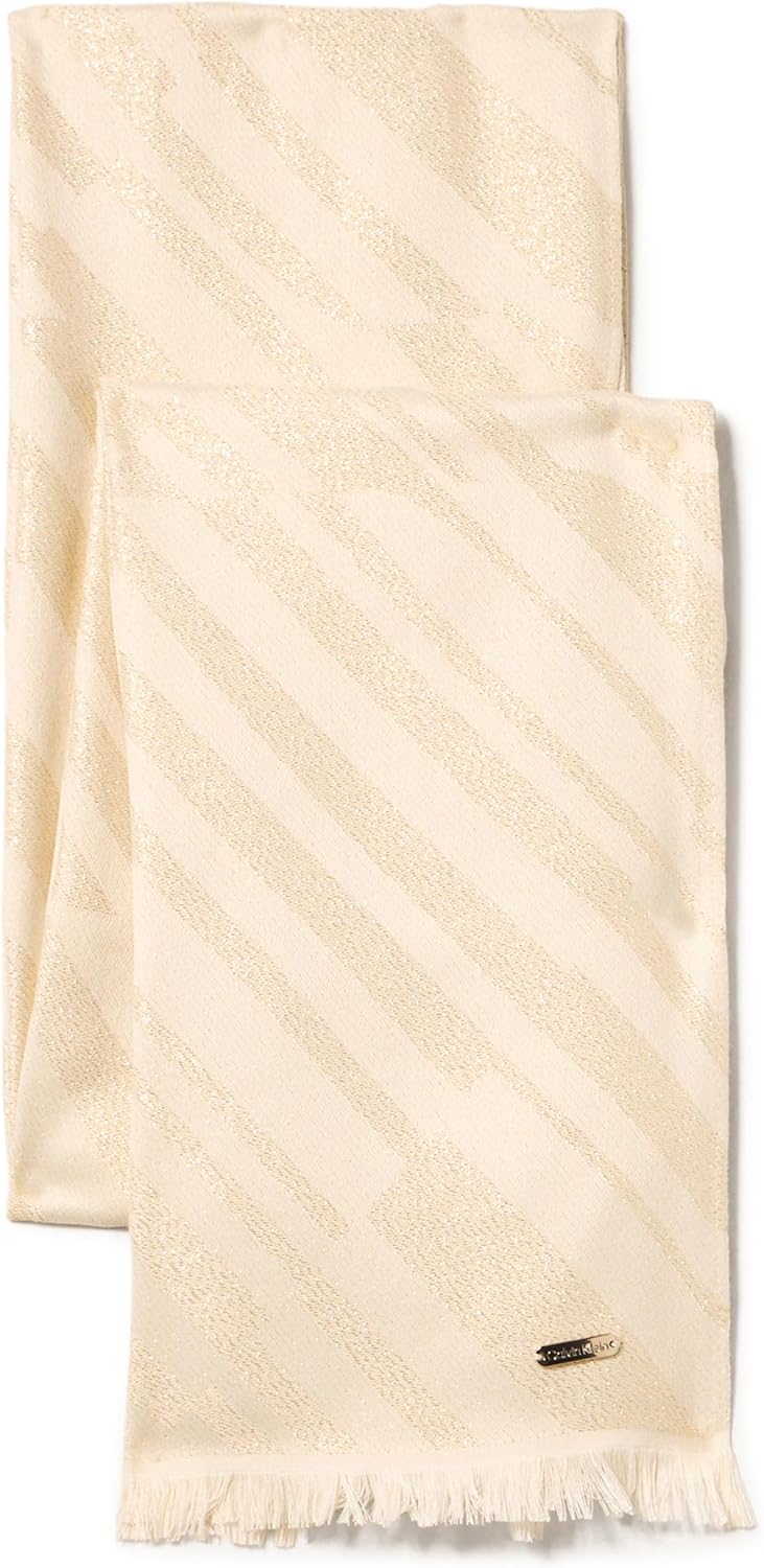 Calvin Klein womens Diagonal Stripe Metallic Lightweight Scarf - Image 2