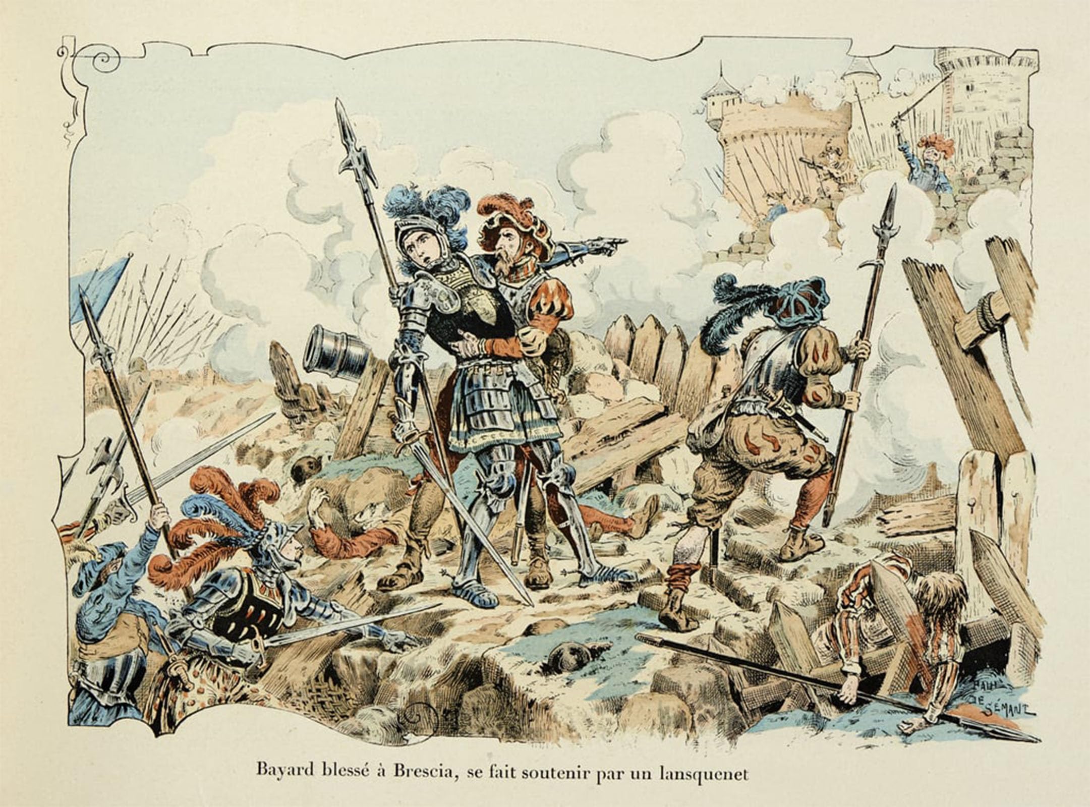 ARTXLXXBN Famous Painting Canvas Artwork Graffiti Print Illustration Taken From the Book History of the Chevalier Bayard by Paul De Semant Portrait Canvas Image for Home Decor 60x90cm
