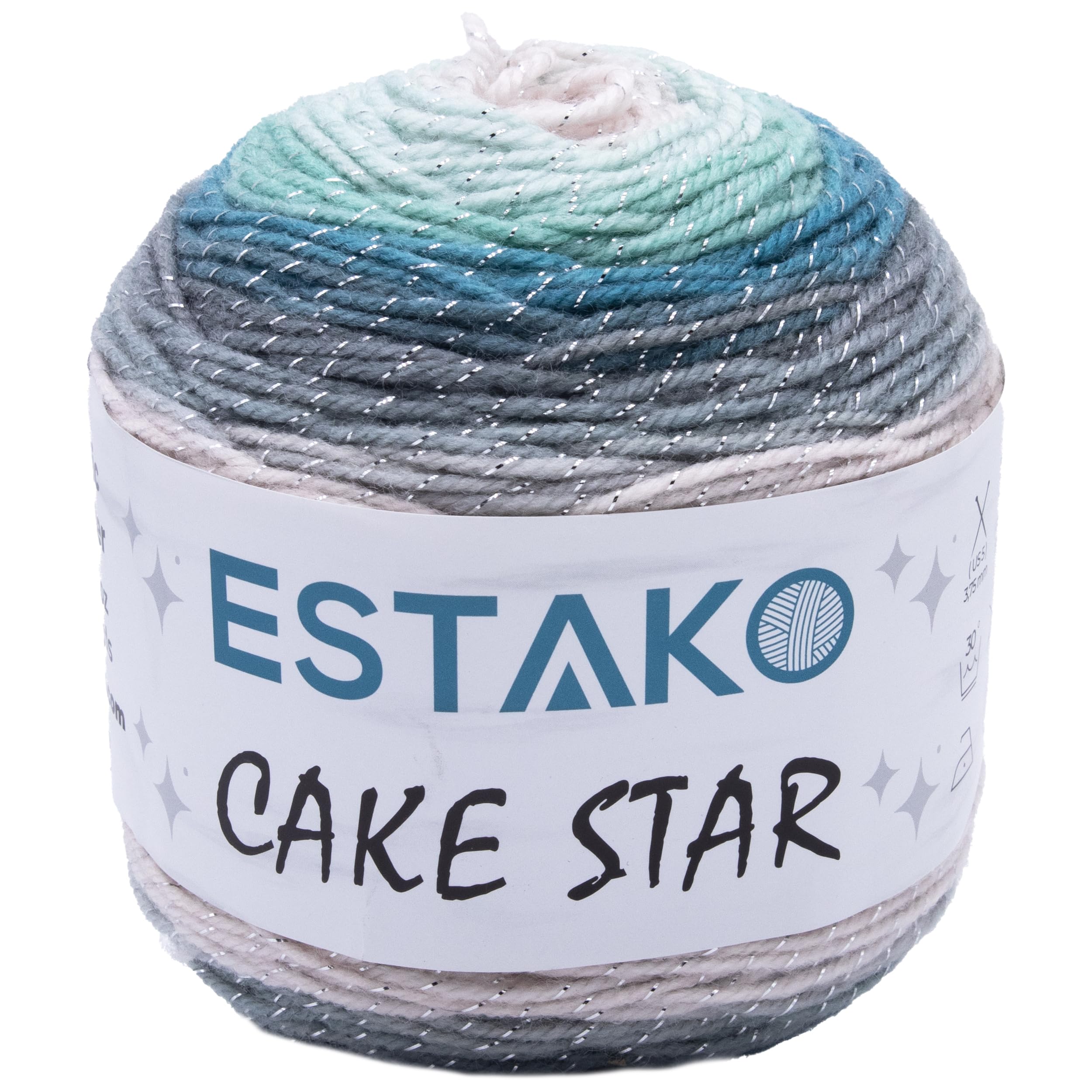 estakoCake Star 95% Acrylic 5% Polyester Metallic Multicolor Yarn, DK - Light Worsted #3 for Crochet and Knitting 3.5 Oz (100g) / 394 Yrds (360m) (Color - 318)