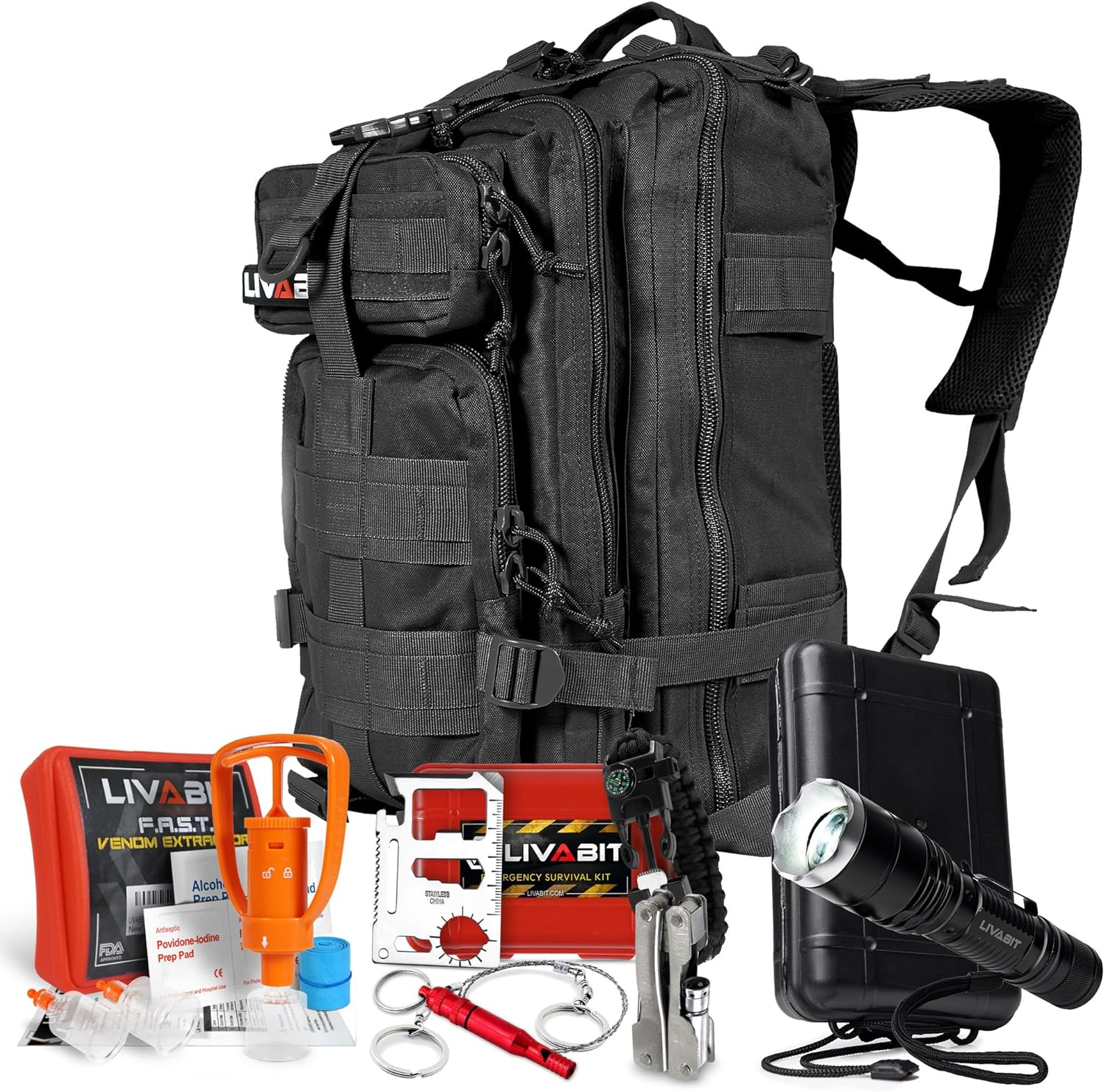 SOS Bug Out 3 Day Backpack Emergency Survival Camping Hunting Hiking Gear Essentials Black for Preppers Hikers Survivalist