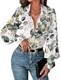 Zeagoo Women Button Down Shirts Lantern Long Sleeve Tops Business Casual Chiffon Blouses Trendy Work Clothes