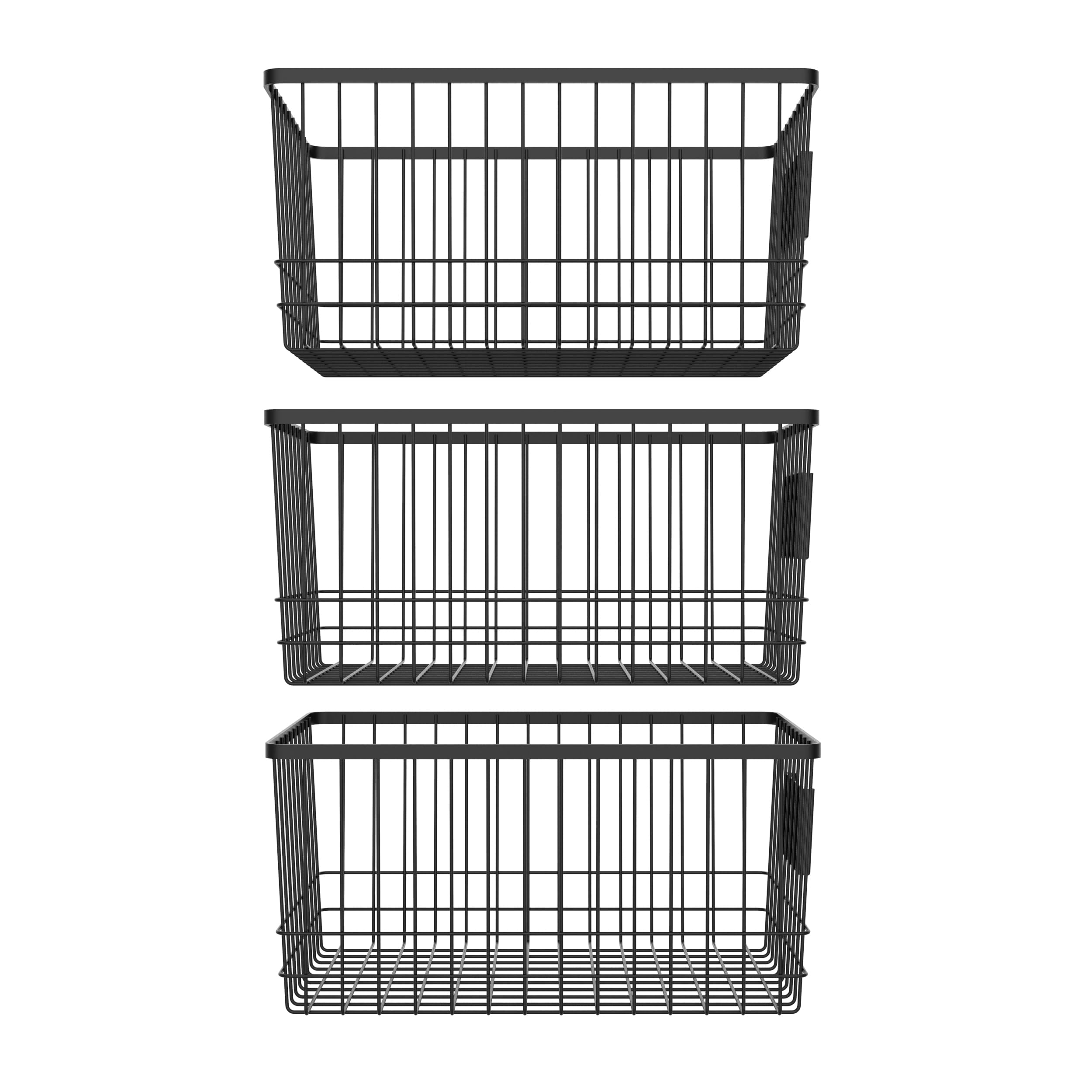 oceanstar WBH1903 Metalldraht-Organizer-Mülleimer mit Kartenhalter, Schwarz, 3 Stück