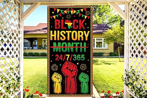 Miniatura 4 de Nepnuser Cubierta de puerta del mes de la historia negra Afro Afro Americano Nacional Fiesta Decoración Escuela Aula Puerta Frontal Colgante Banner