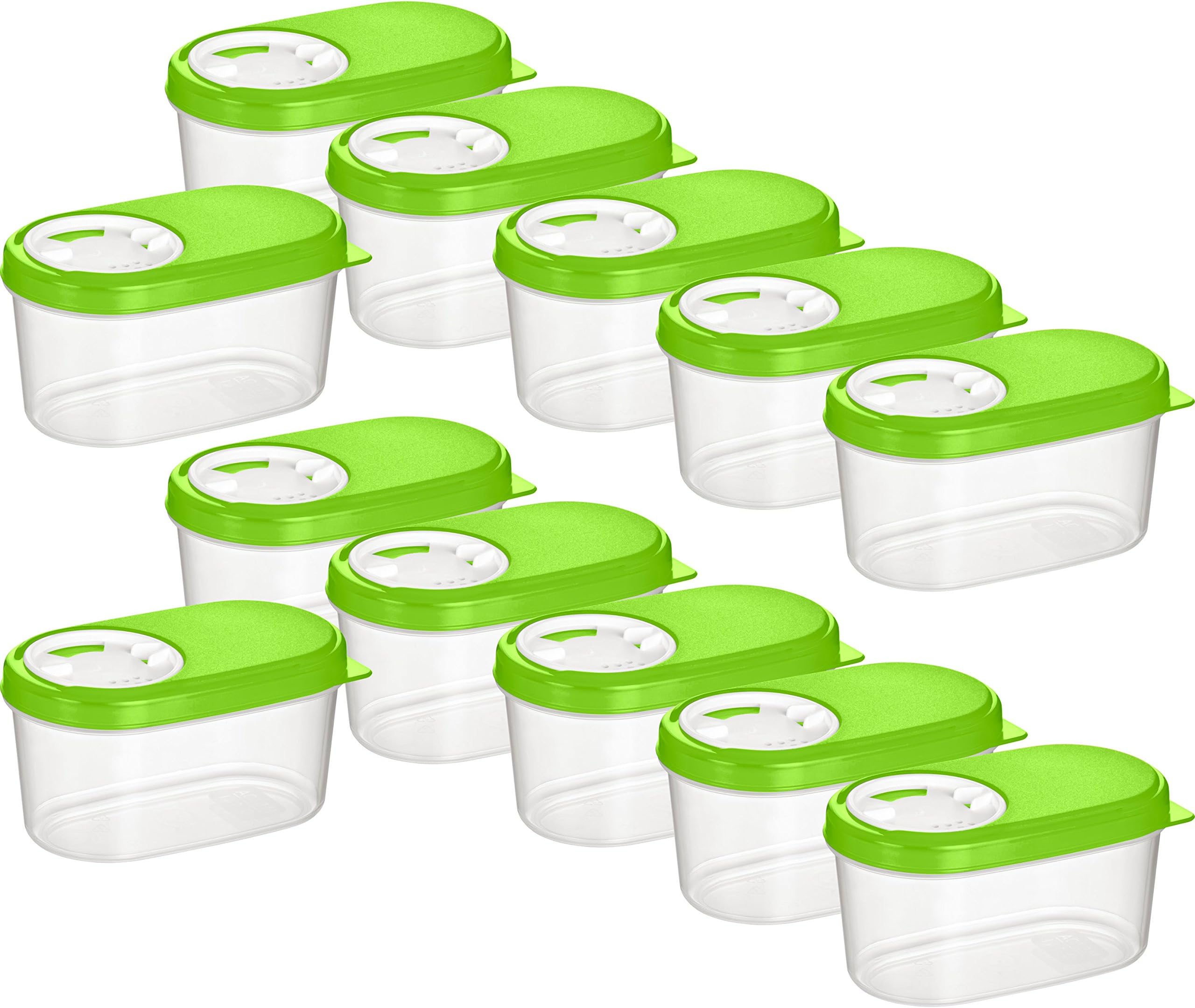 Kigima spice containers, shakers, storage containers (Green, 0.14l (12 Pcs))