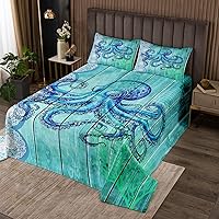 Vista 11 de Erosebridal Juego de colcha con temática oceánica, tamaño Queen, diseño de tortugas marinas para niñas y niños, lindo juego de colcha de animales