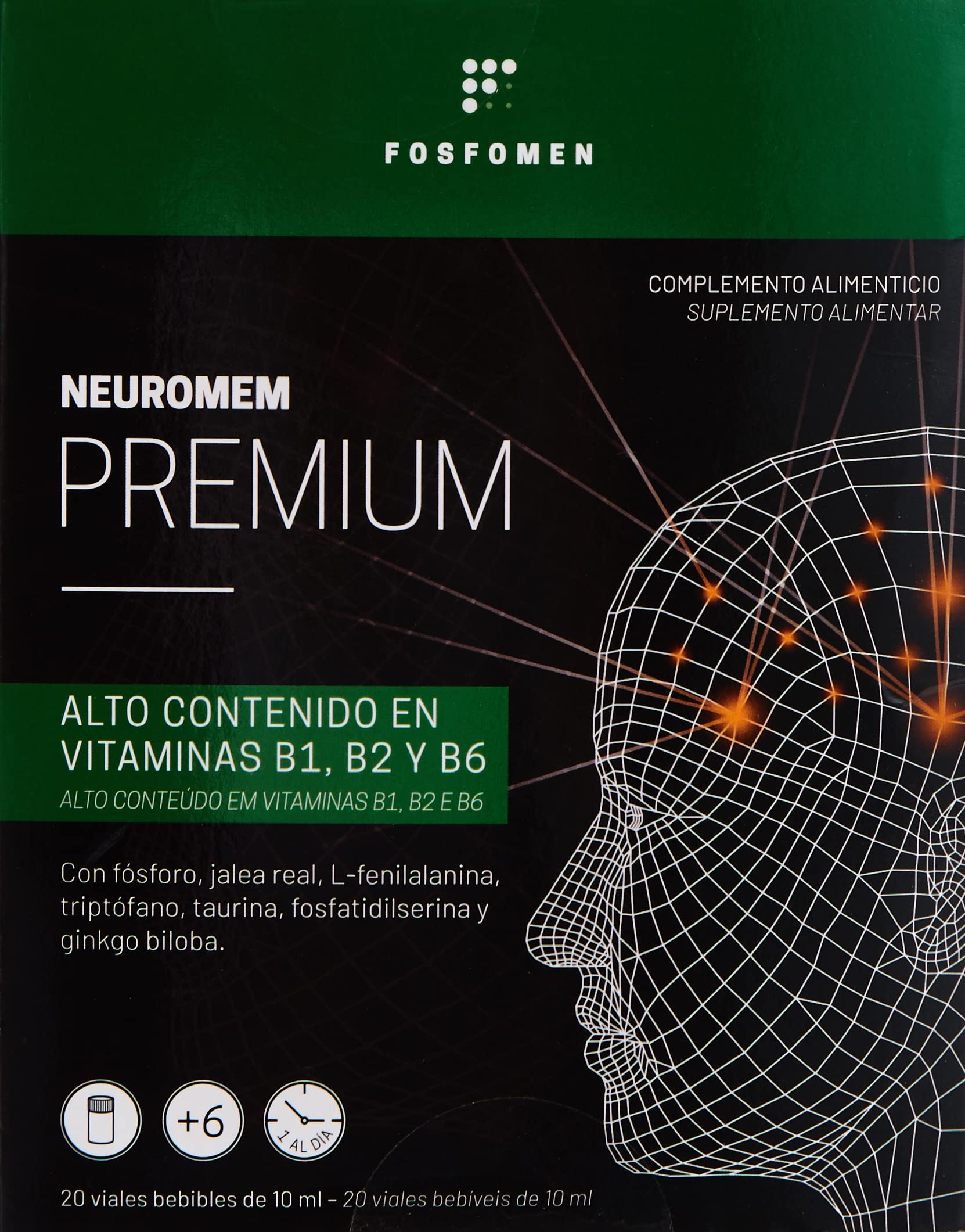 HERBORA FOSFOMEN Premium 20vial, Negro, Mediano