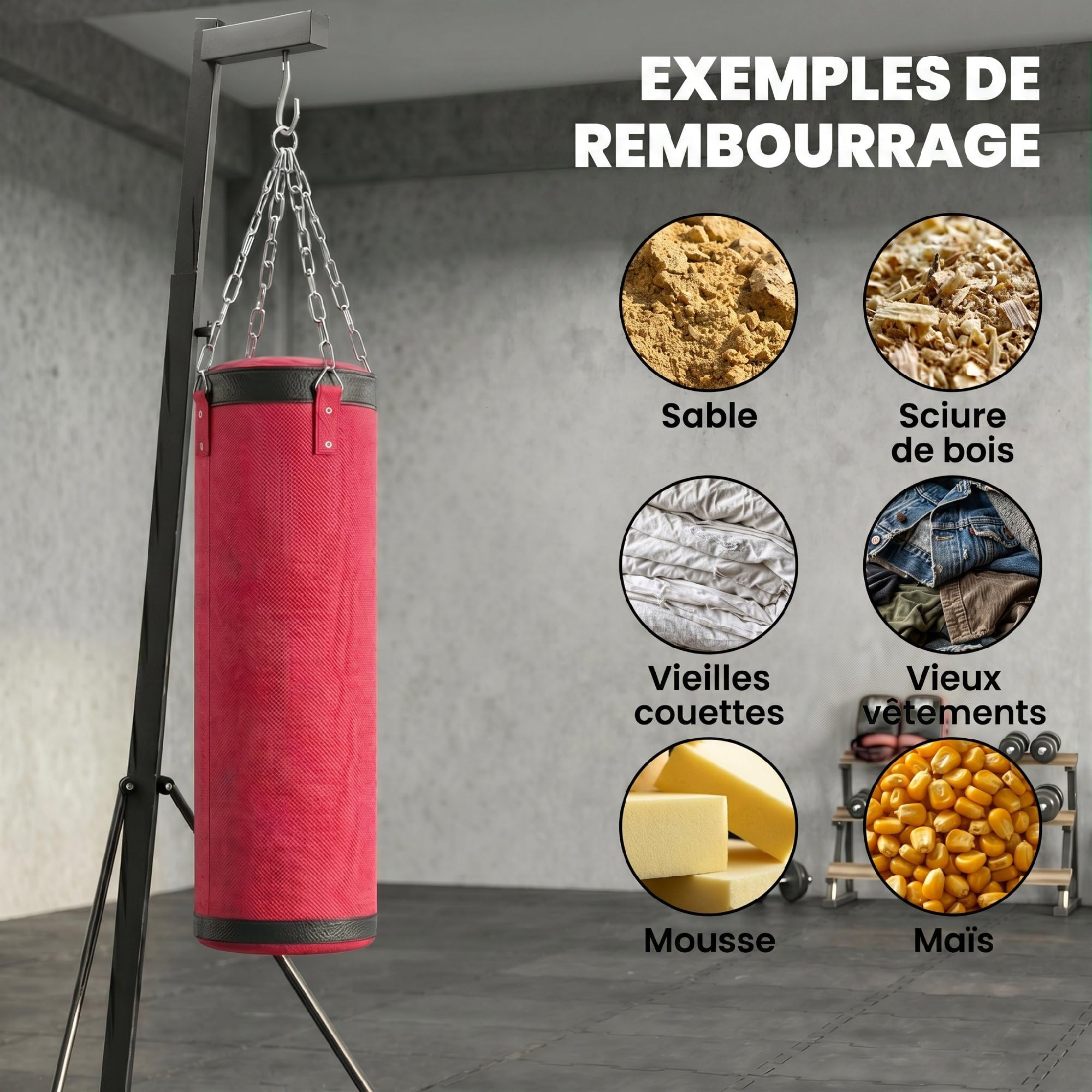 SPORTNOW Support Sac de Frappe Autoportant avec Sac de Sable et Base Lestée - Station de Boxe Réglable en Hauteur Robuste en Acier - Équipement de Sport à la Maison pour Adulte MMA Kickboxing, Rouge