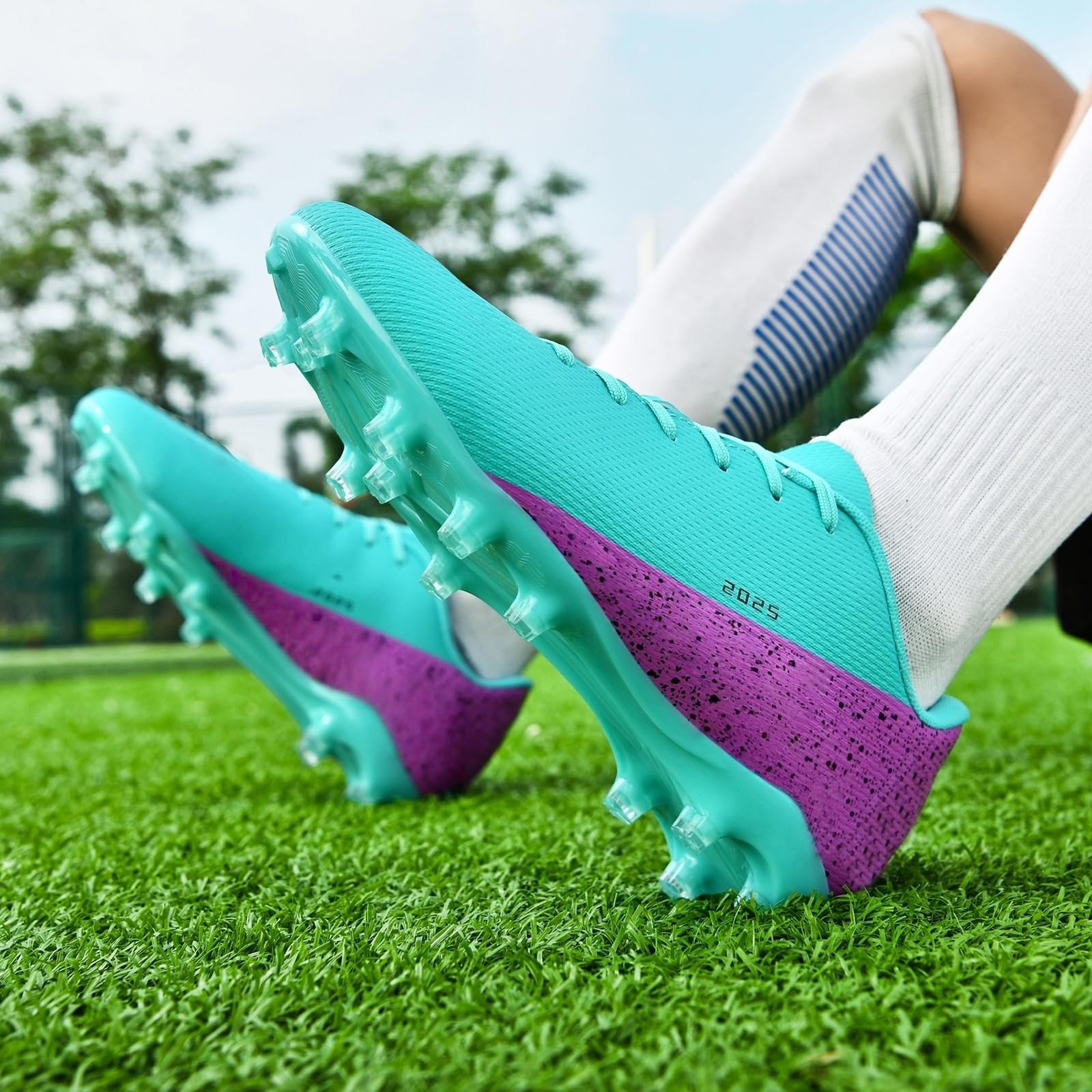 KUUK Chaussures de Football Hommes Femmes Turf Chaussures de Football Indoor Unisexe Artificielle Chaussures d'Entraînement Teen AG TF Herbe Synthétique Training Chaussures