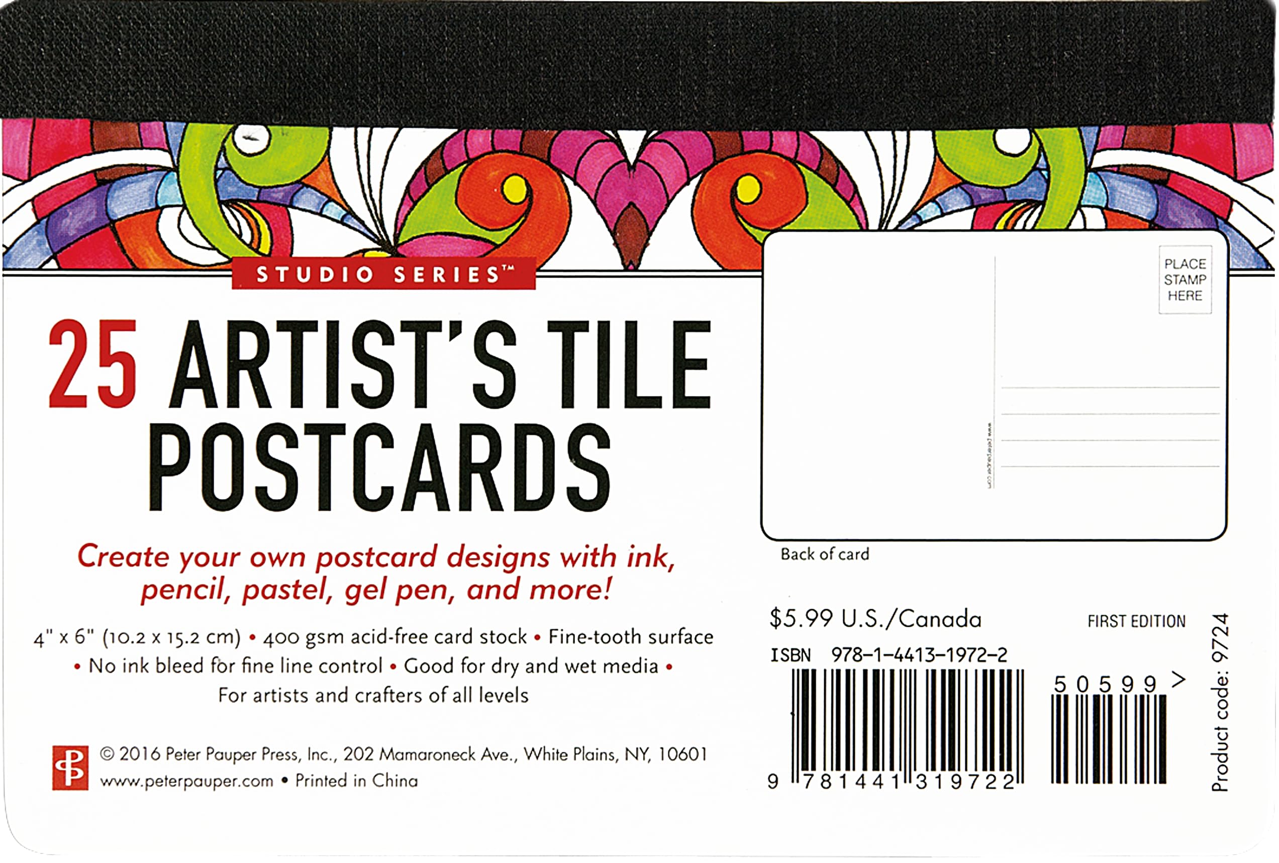 Peter Pauper Press Studio Series Artist's Tile Postcards