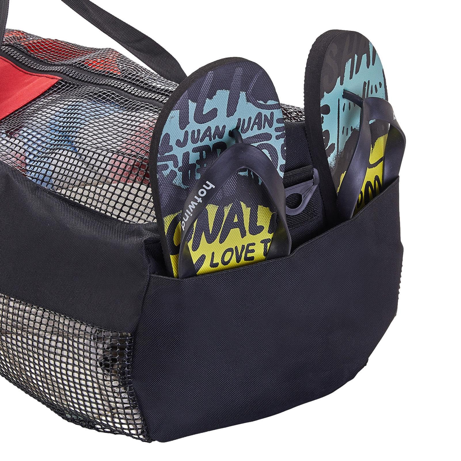 Generico Borsa per ingranaggi per immersione, borsa in maglia con cerniera per | Borse da spiaggia addensate per sport acquatici, snorkeling a secco rapido pieghevole