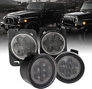 TRUE MODS LED Turn Signal & Side Marker Light Replacement for Jeep Wrangler [Smoked Lens] [Amber] LED Light Kit Compatible with Jeep Wrangler JK & Unlimited 2007-2018 Accessories