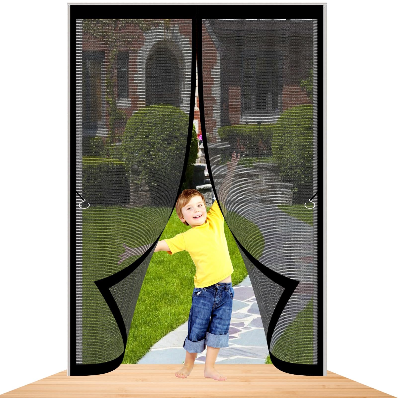 Bcxduomi Black Magnetic Fly Screen Door 98 X 210 Cm Keeping Out Flies & Bug, Keep Fresh Air In Heavy Duty Bug Mesh Curtain Easy To Install Without Drilling For Kitchen, Terrace, Corridor,