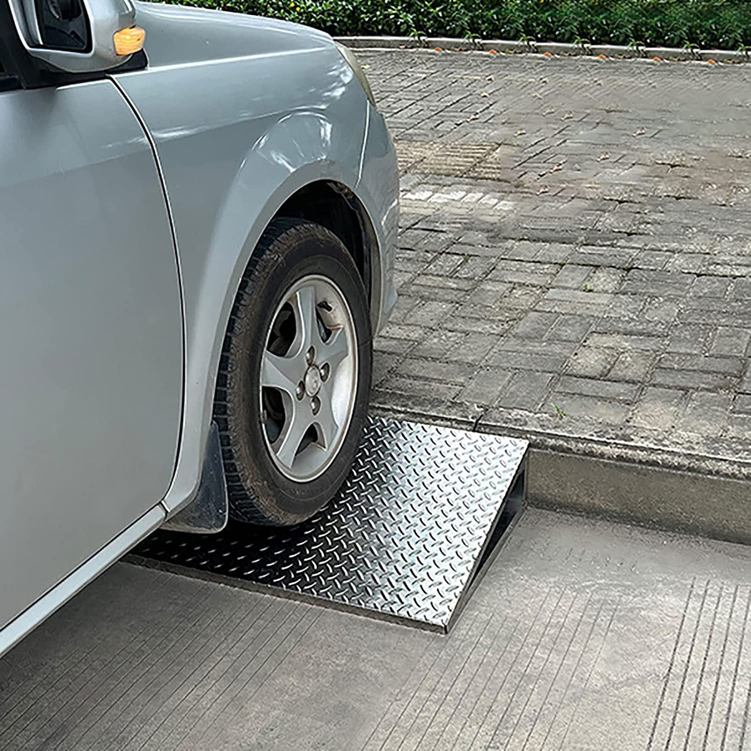 Rampa de umbral de Acero Inoxidable, rampa de acera para Puertas, rampa portátil para Silla de Ruedas, Alfombrilla para escalones, Canal de elevación para Bicicletas/Scooters/Equipaje/Coche,