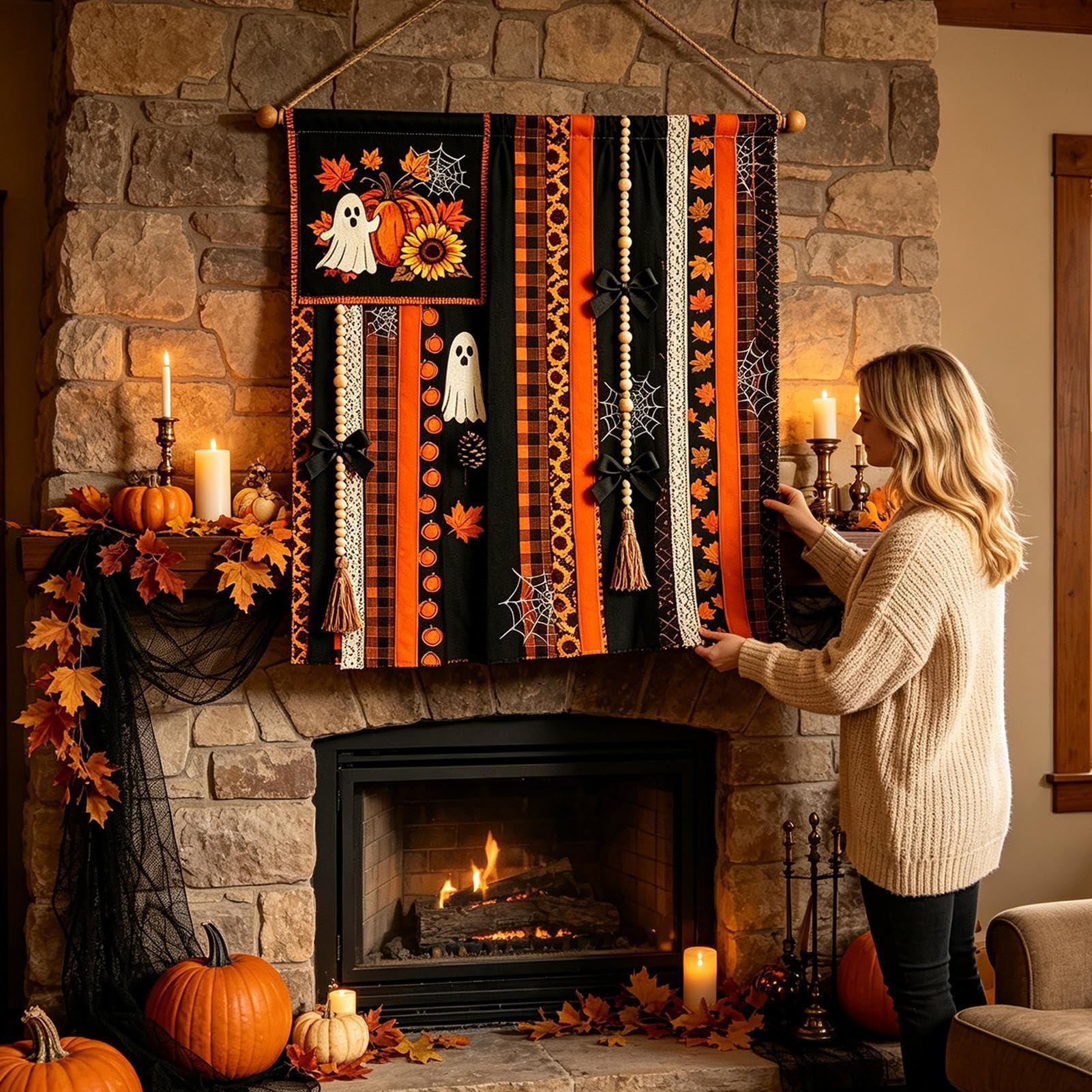 Striscione di Halloween, 68 x 76 cm, decorazione da parete con