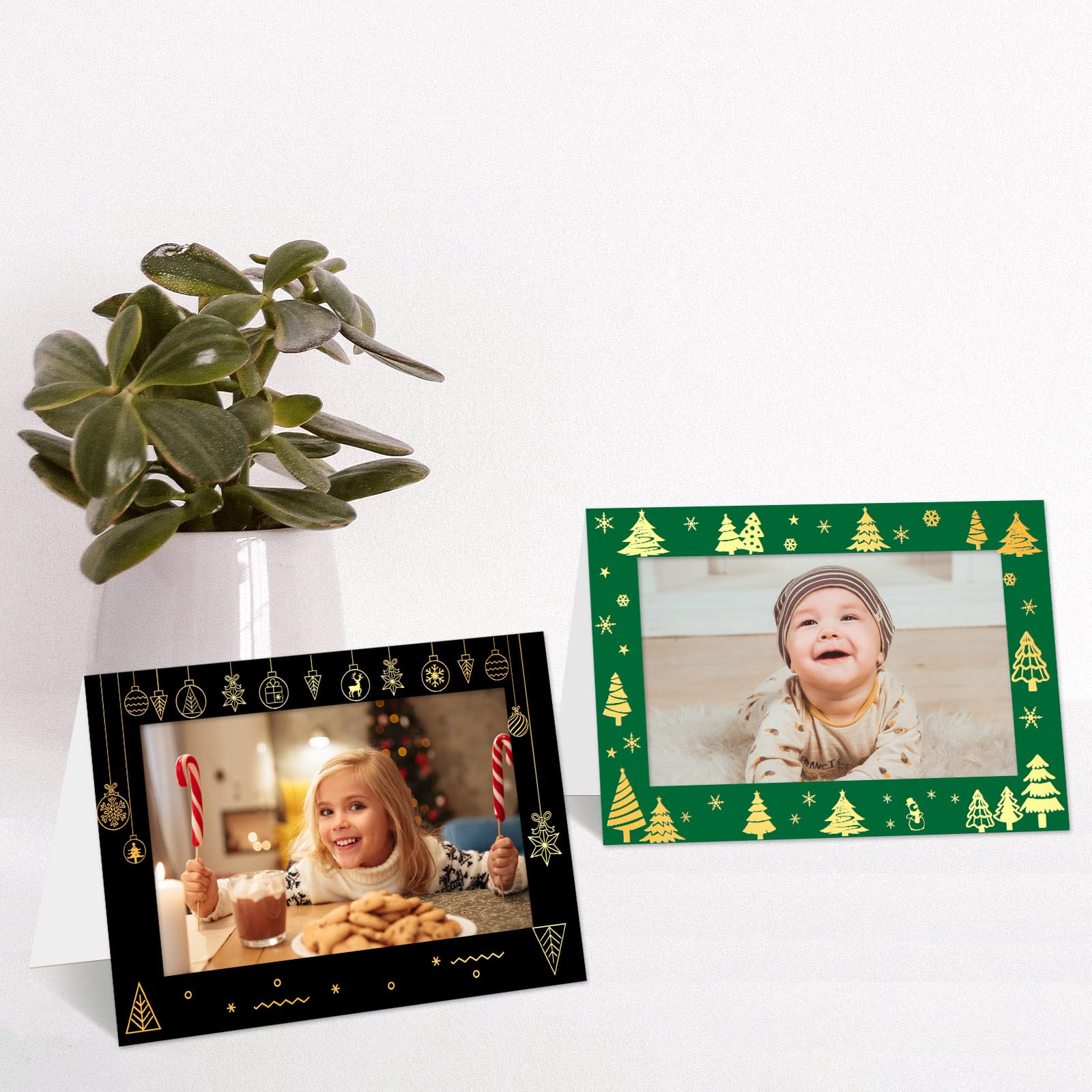 Tarjetas de marco de fotos de Navidad con sobres