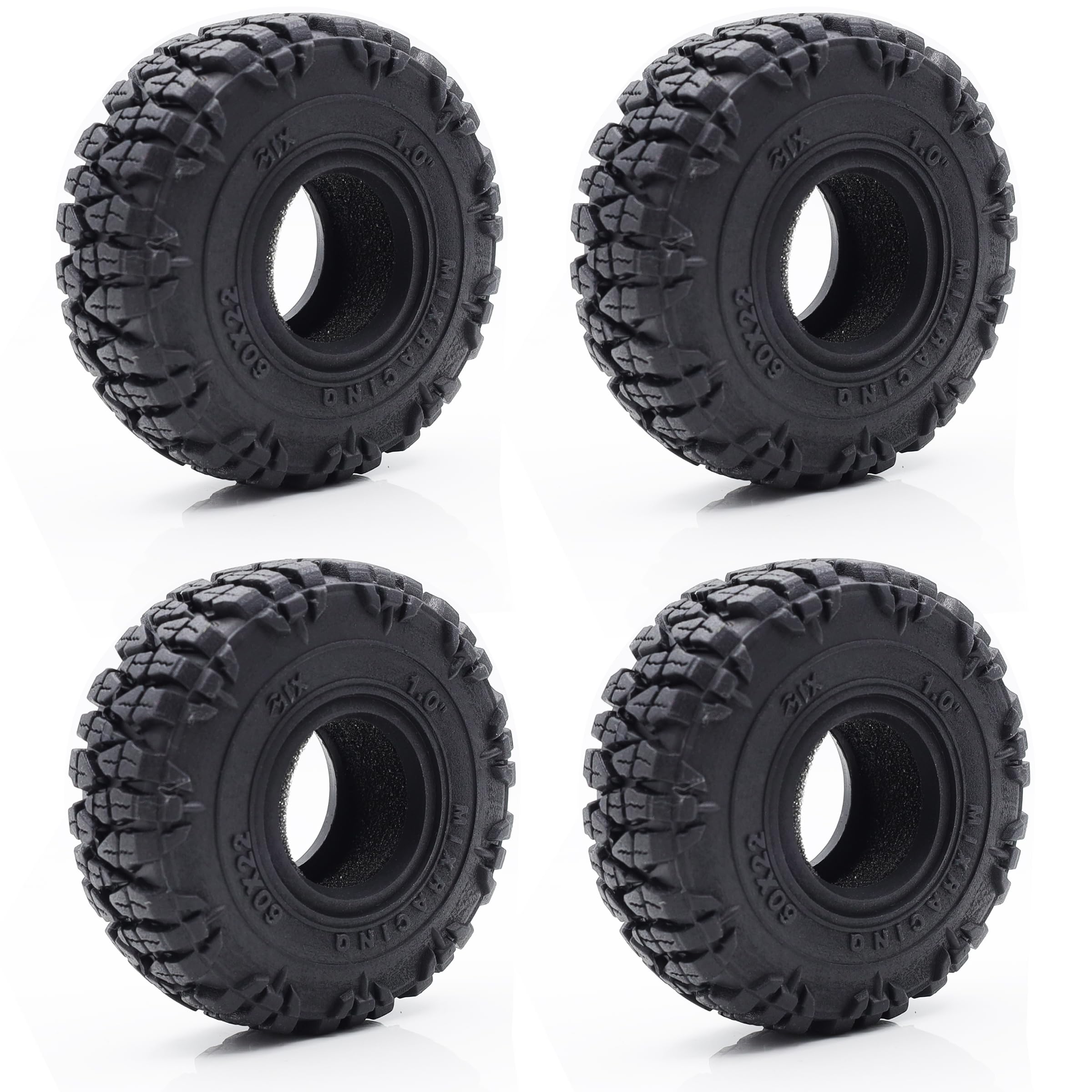 HOPLEX 1.0 Tires 60 * 22mm Soft Rubber Crawler Wheel Tires with Foam Inserts for 1/18 TRX4M 1/24 RC Crawler Axial SCX24 FMS FCX24 RC Crawler Car