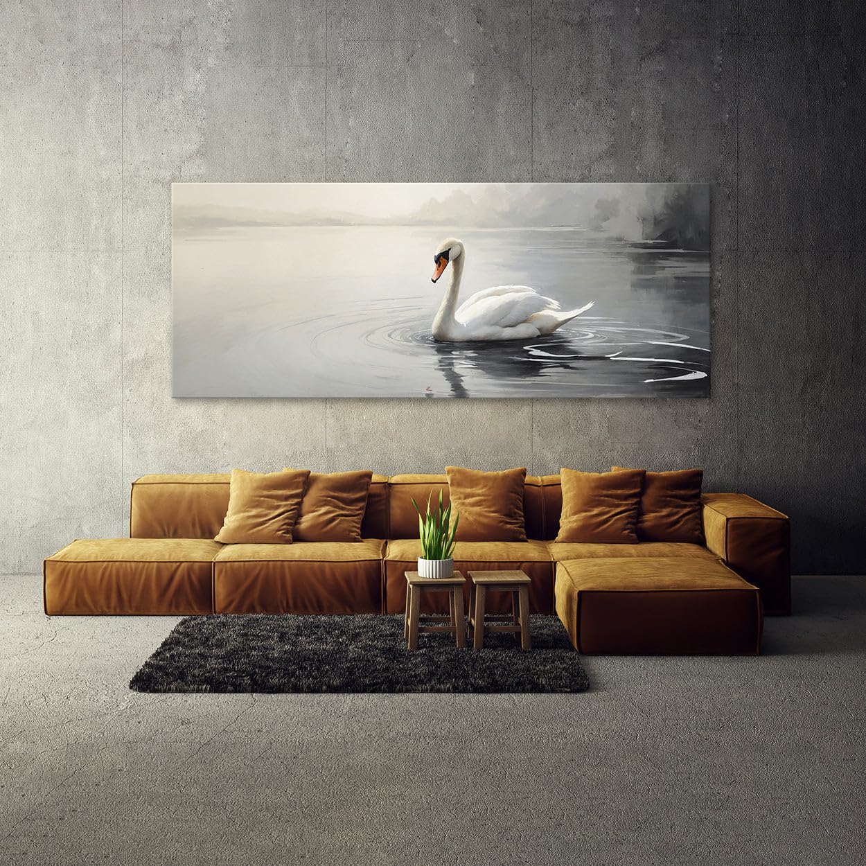 Amazon.com: Sense Canvas Swan Elegant Silhouette 99 Canvas Art