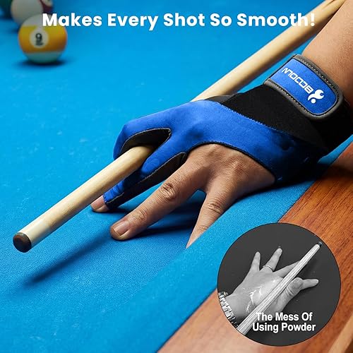 Miniatura 6 de YFY Billiard Pool Gloves for Left Hand 3 Finger, Splicing Process, Snooker Cue Sport Glove Popular Sizes for Men & Women