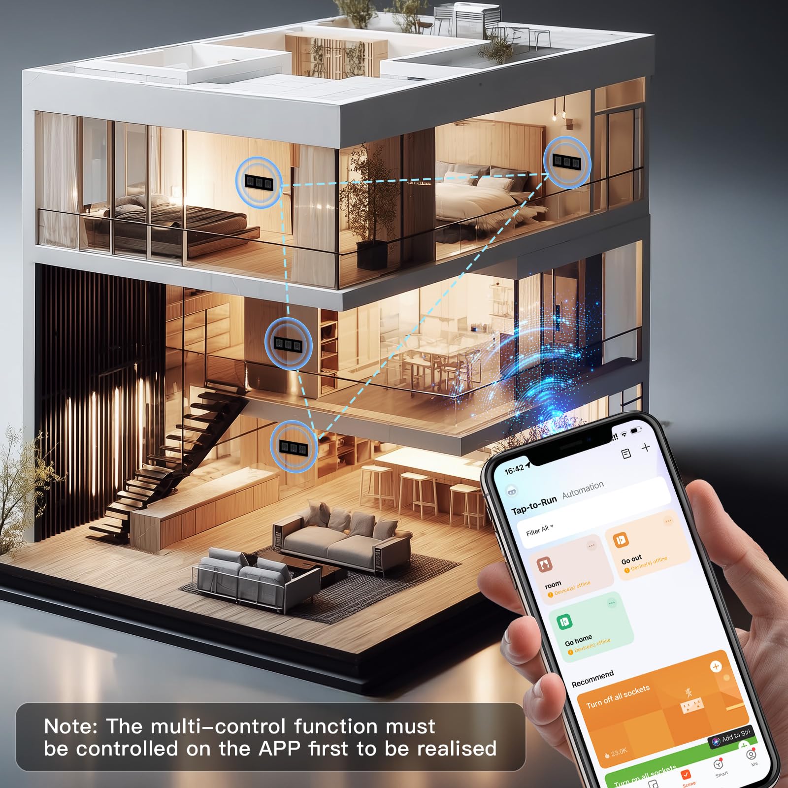 BSEED gniazdo Schuko z WiFi i USB C 20W ładowarka szybka, inteligentne gniazdo podtynkowe z pomiarem prądu, pracuje z Alexa/Google Home, licznik energii dla wielofunkcyjnego gniazdka z aplikacją Smart