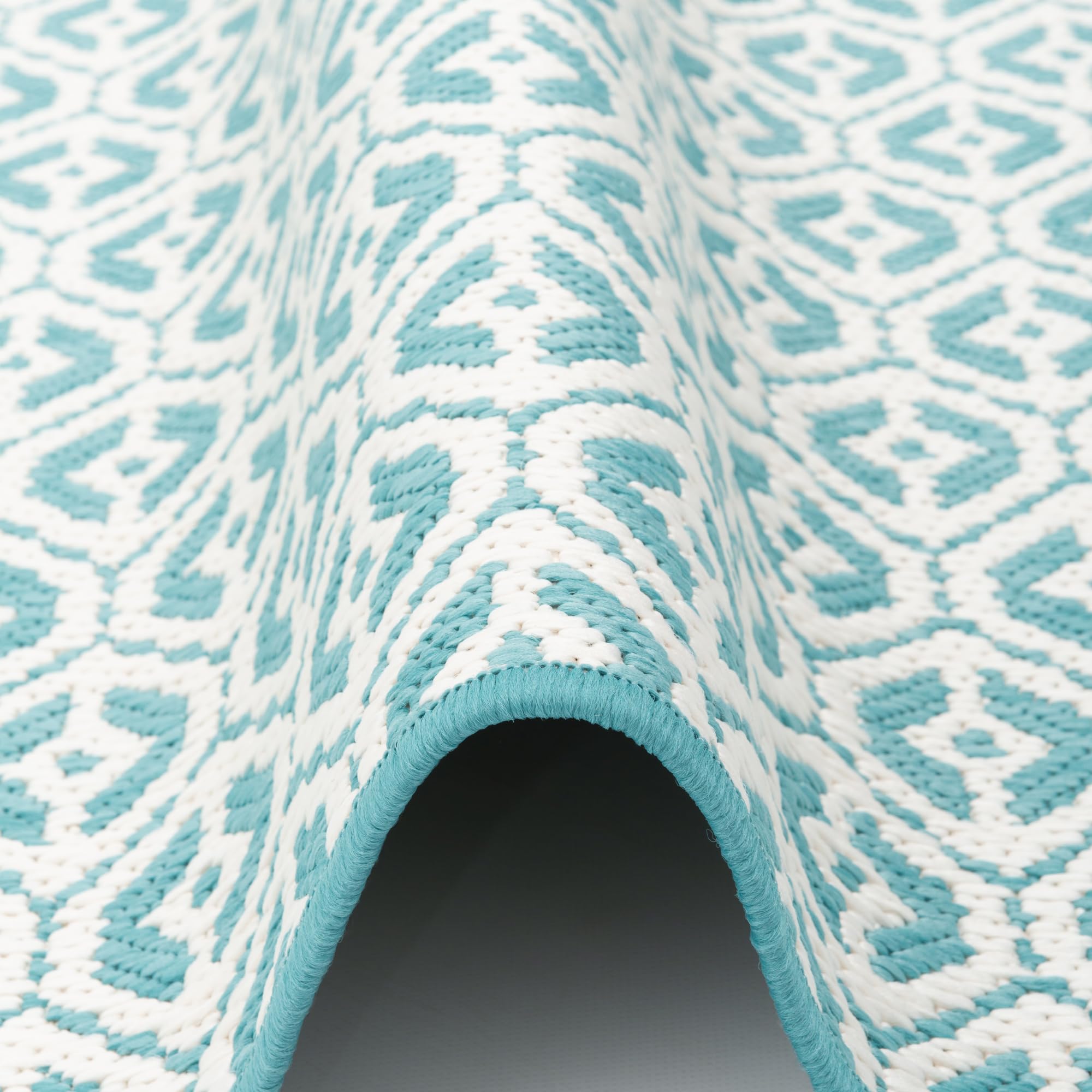 Snapstyle Tapis de Couloir intérieur-extérieur réversible Cape Cod Turquoise, Résistant aux UV, Imperméable, Facile à Entretenir, Résistant, Idéal pour terrasse, Balcon, Couloir