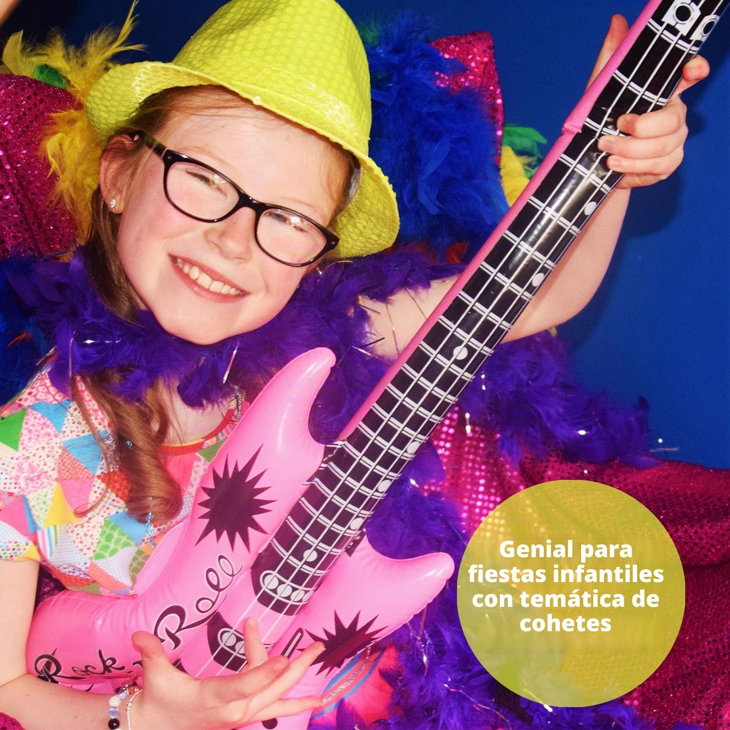 Novelty Place Juego de Guitarra Inflable Estrella de Rock de 89 centímetros para Accesorios de Fiestas Infantiles, Juguetes Inflables (Paquete de 12)