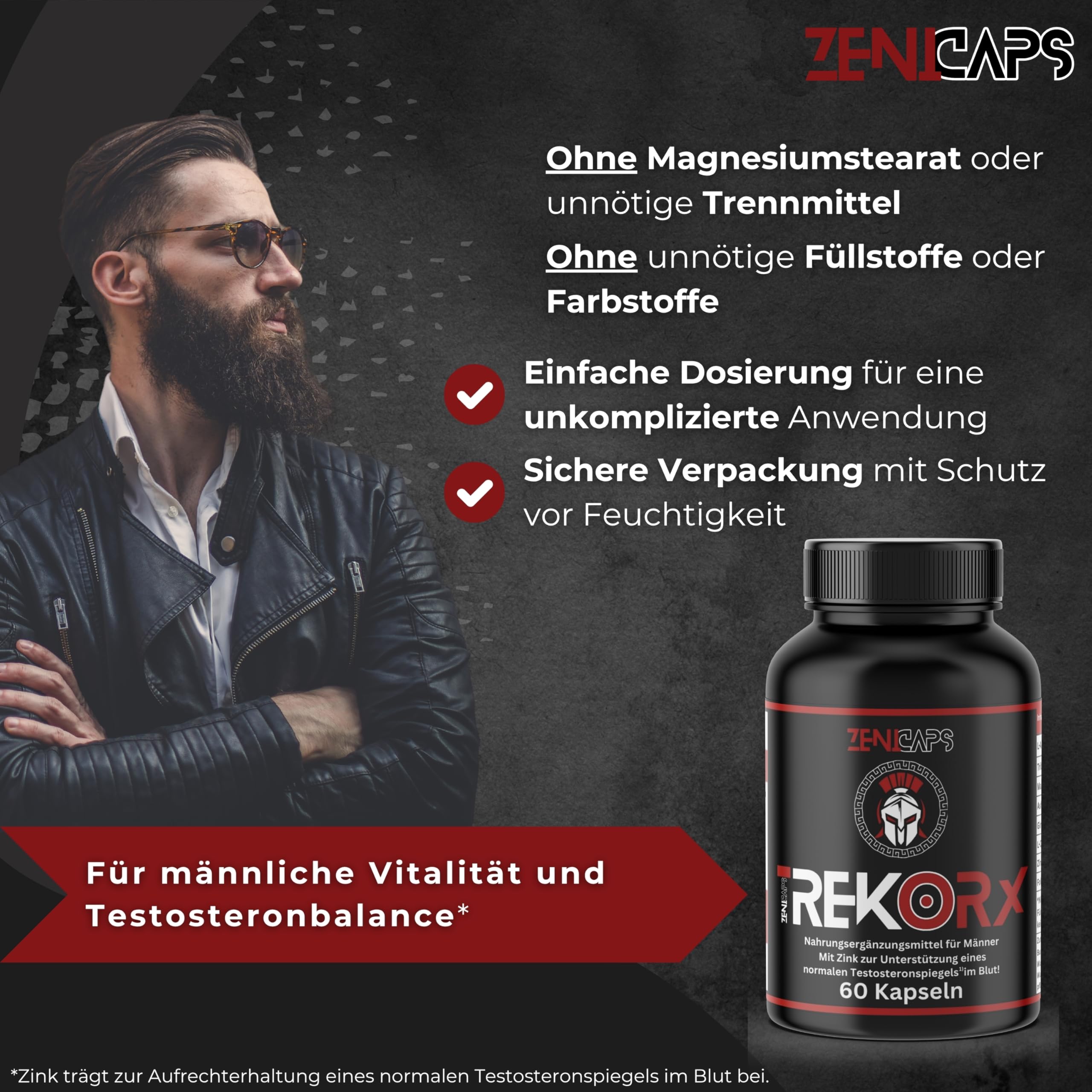 PRO Series REK ORX Kapseln Original | Für den aktiven Mann – mit Zink für den Testosteronspiegel* | Einfache Anwendung | mit L-Arginin, Tribulus Terrestris, Maca, Ashwaganda