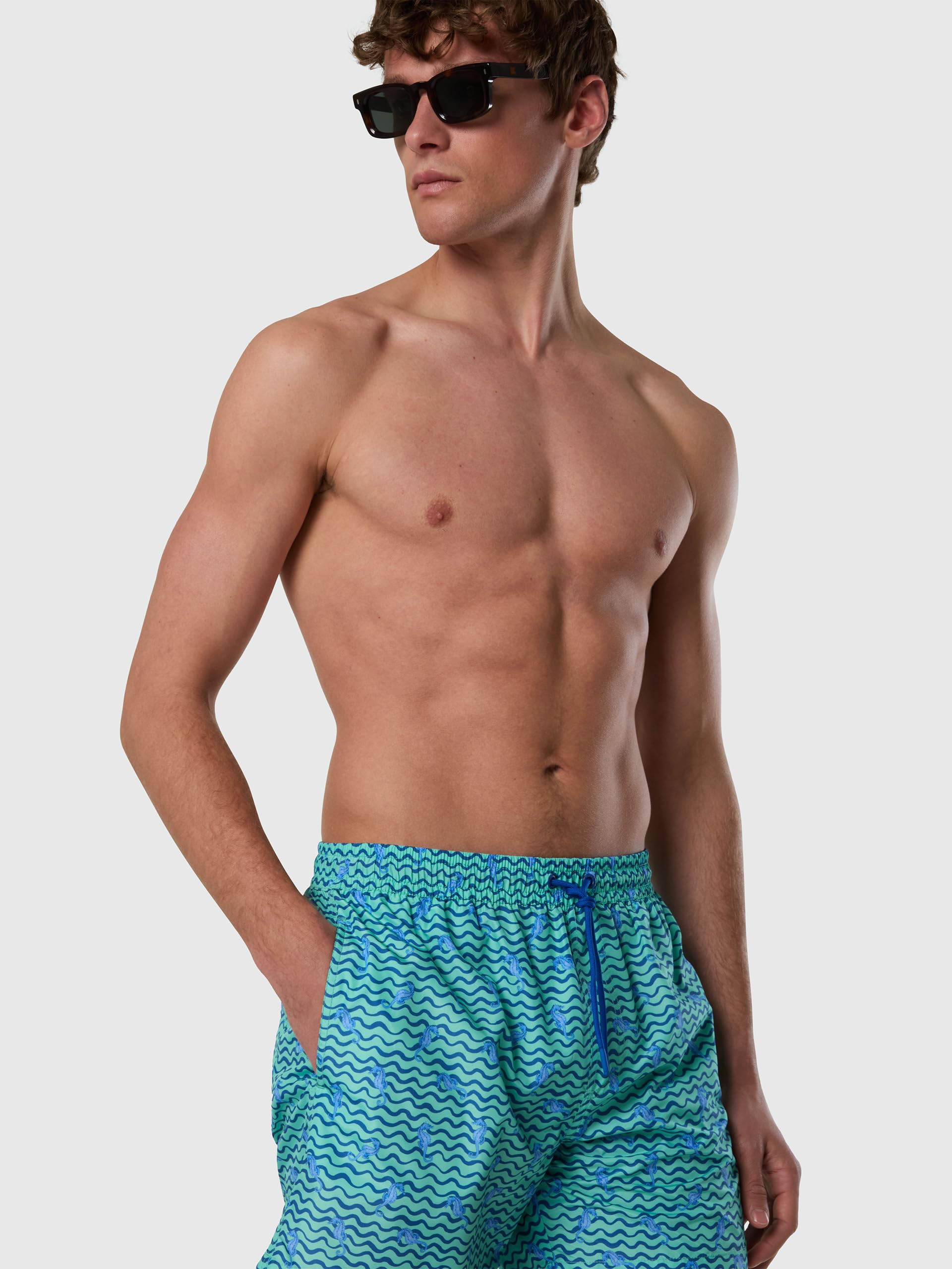NORTH SAILS Boxer Mare Uomo in Tessuto Riciclato ad Asciugatura Rapida con Stampa all Over