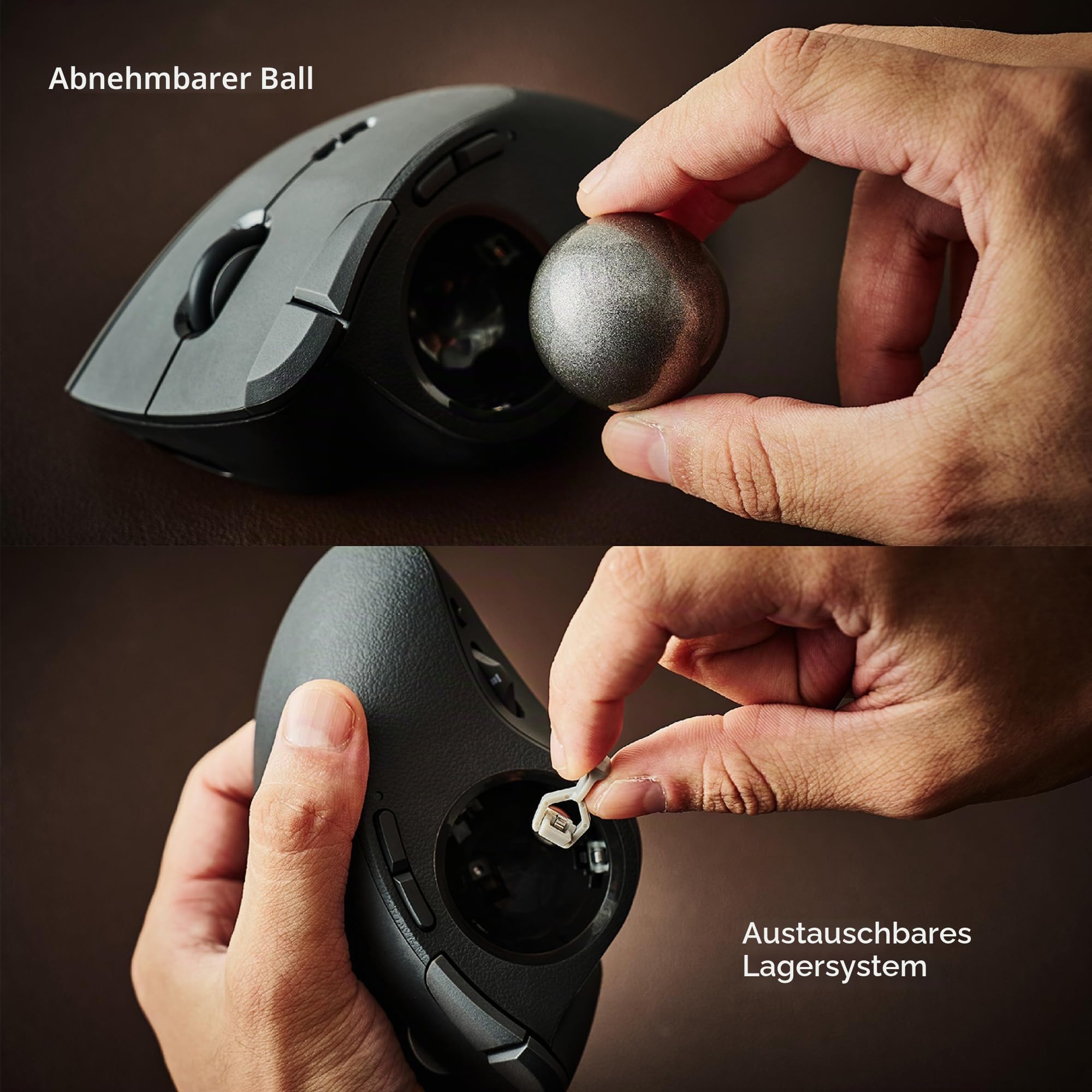 ELECOM IST PRO Trackball-Maus, 6-Geräteverbindung, 3-Wege-Konnektivität, Bluetooth 5.3, kabellos, 2,4 GHz, kabelgebunden, 12.000 DPI-Sensor, 36 mm ergonomisch, 10 benutzerdefinierte Tasten, leises