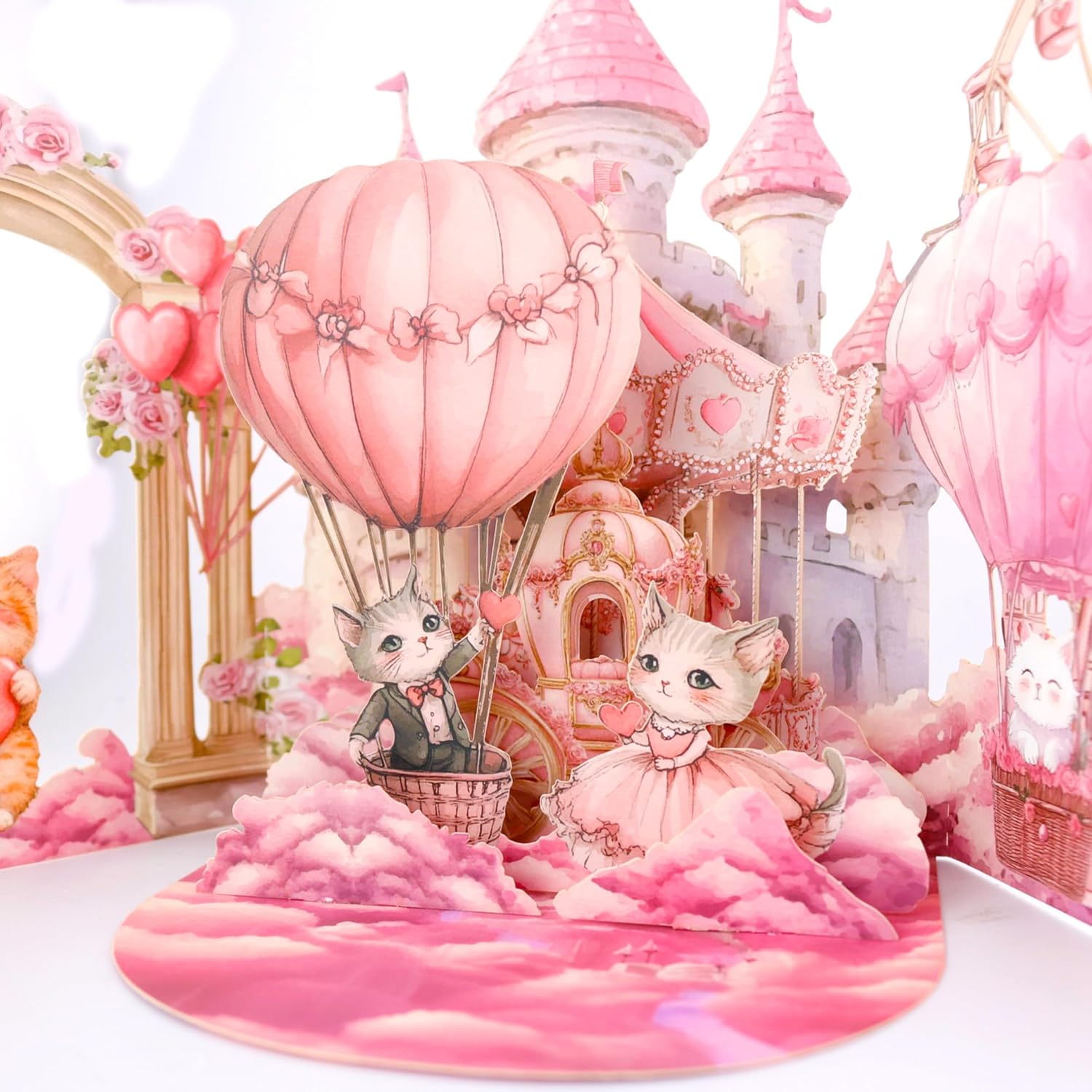 3D Pop Up Valentine's Day Greeting Card with Heart Design, 5.04 x 7.12 Inches, Red (Valentine's Day Castle Double Door)