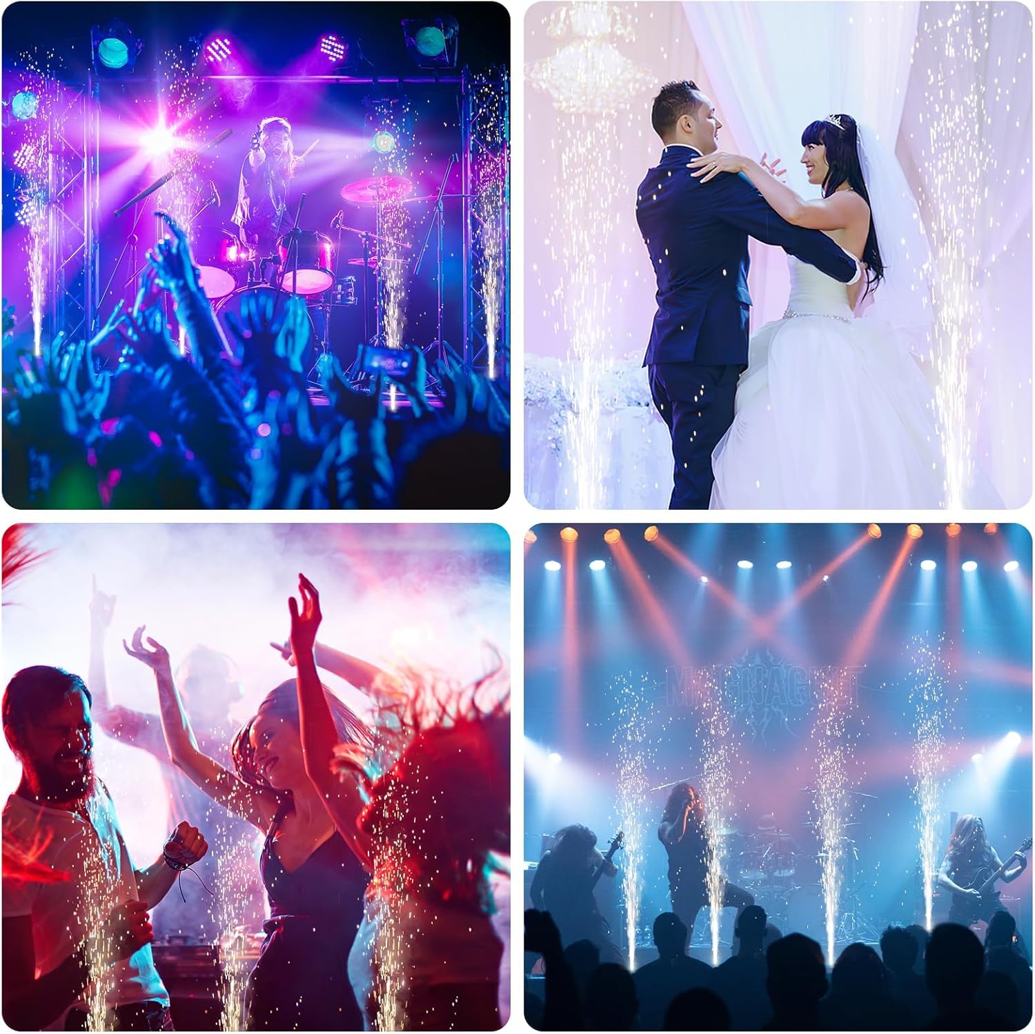 2 Pezzi 1000W Macchine Pirotecniche Elettronica con Flightcase, Scintille Fredde per la Scena con dmx512&Telecomando Senza Fili per Natale Matrimonio Festa Concerto