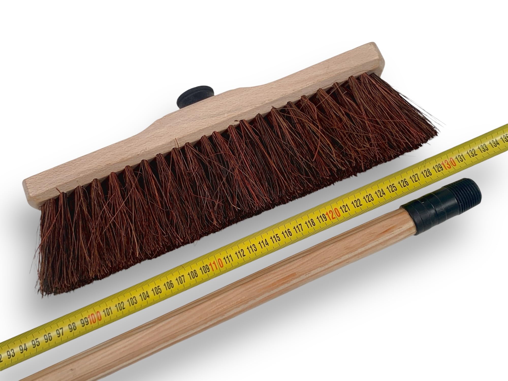 Kibros Scopa da cortile fibra bassine e arenga manico in legno 1,40 m | Miscela di fibre arenga, legno verniciato, boccola Ø 28 mm, alta qualità, per spazzare cortili ed esterni.