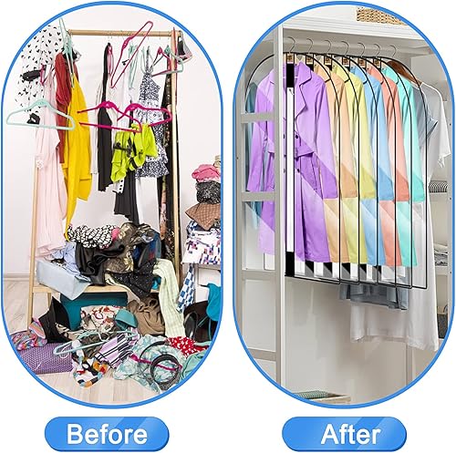 Miniatura 2 de Paquete de 6 fundas de ropa transpirables transparentes con cremallera, 23.4 x 39.9 pulgadas, impermeables, a prueba de polvo, bolsas de vestir a