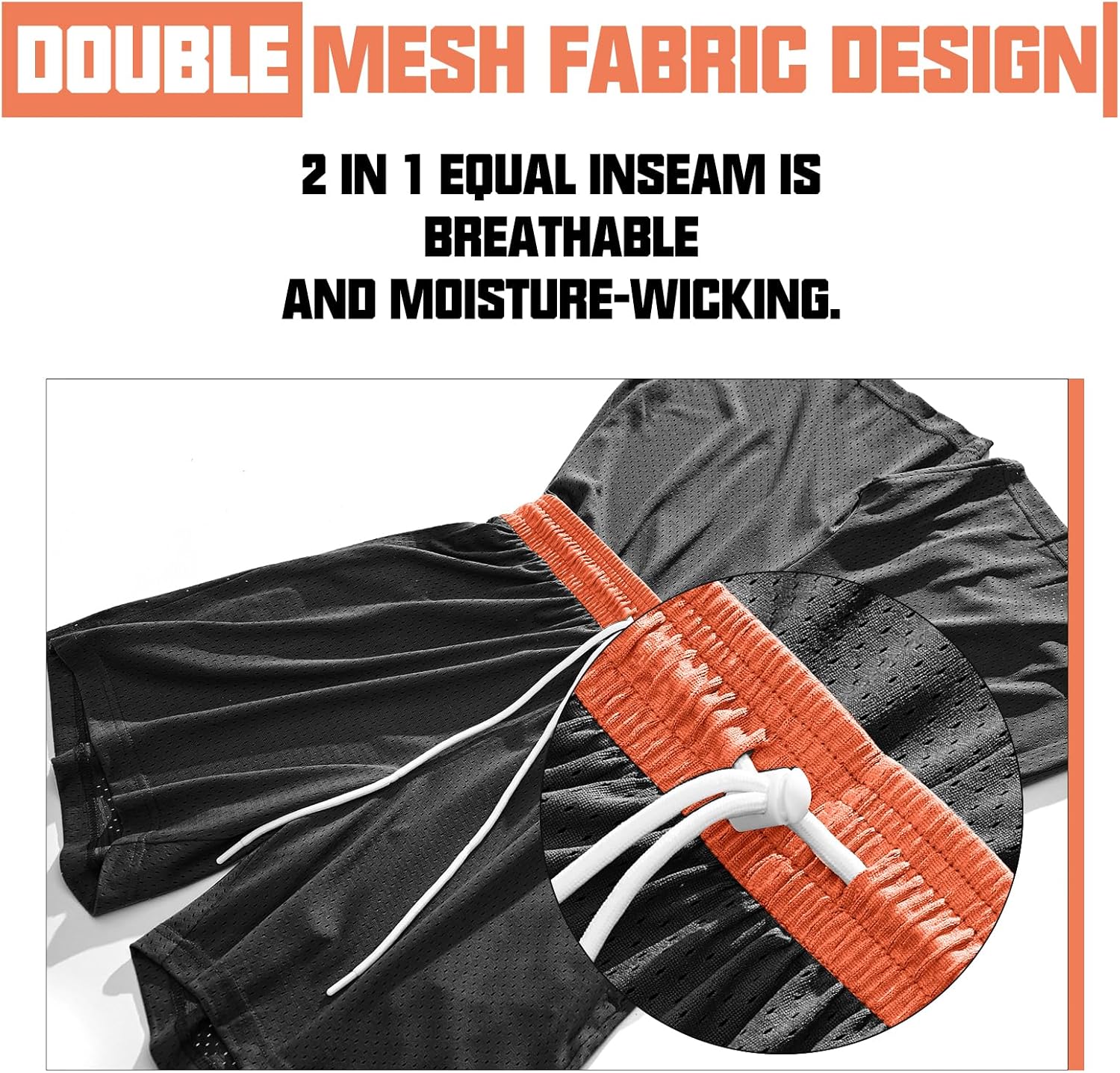 AIMPACT 7" Mens Mesh Shorts Athletic Basketball Shorts Double Layer Gym Workout Shorts with Pocket Drawstring - Image 4