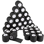 36 Rolls Black Sensi Wrap Elastic Self Adhesive Bandage Wrap 2 Inch, Breathable Cohesive Bandage, Ankle Sprains Swelling Sports Athletic Grip Tape, Dogs Pet Vet Wrap