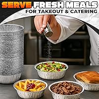 Vista 9 de Moldes redondos de aluminio para tartas, paquete de 50 moldes de aluminio reutilizables de 6 pulgadas Apilables, resistentes a la grasa