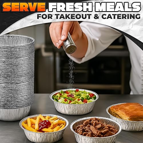 Miniatura 9 de Moldes redondos de aluminio para tartas Paquete de 50 moldes de aluminio reutilizables de Navidad de 6 pulgadas Apilables, resistentes a la grasa