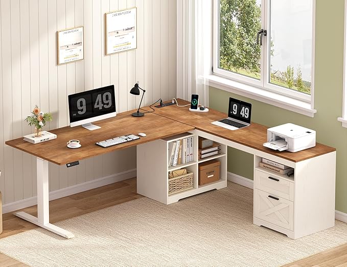 Farmhouse L Shaped Standing Desk