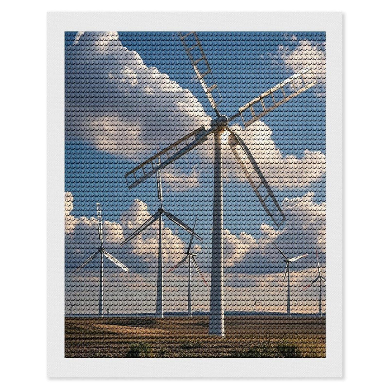 FekiLoot Windmills Paint by Numbers Kit for Adults Beginner DIY Diamond Dots Paintings Round Full Drill Diamond Art Kits Picture Diamond Art Painting Kits for Home Decor 16"x20"