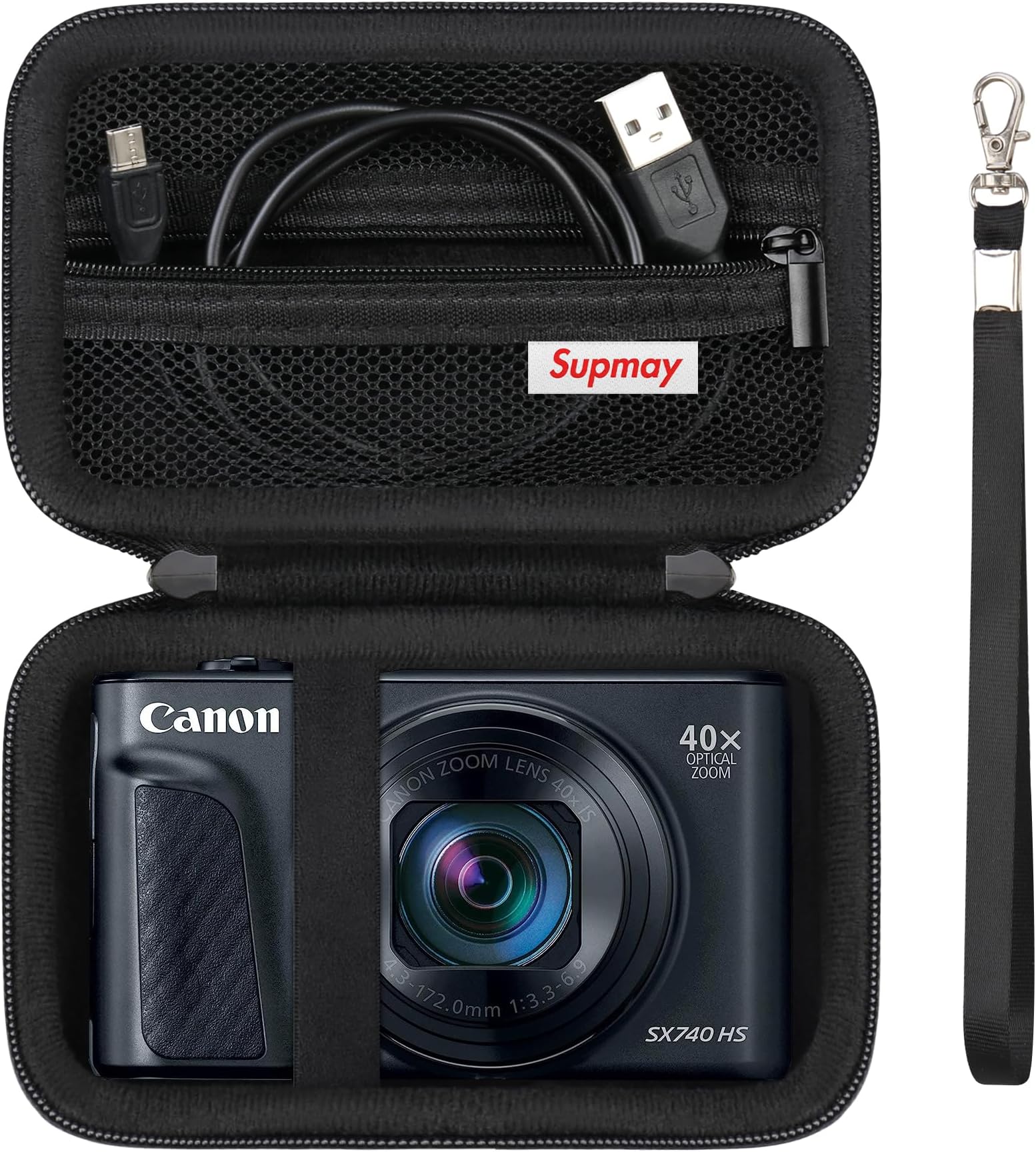 Hard Carrying Case for Canon PowerShot SX740 HS/ SX730 HS/ SX720 HS/ SX620 HS/ G7 X Mark III/ G7 X Mark II Digital Camera, Storage Holder Travel Bag with Mesh Pocket for Battery Pack, Black