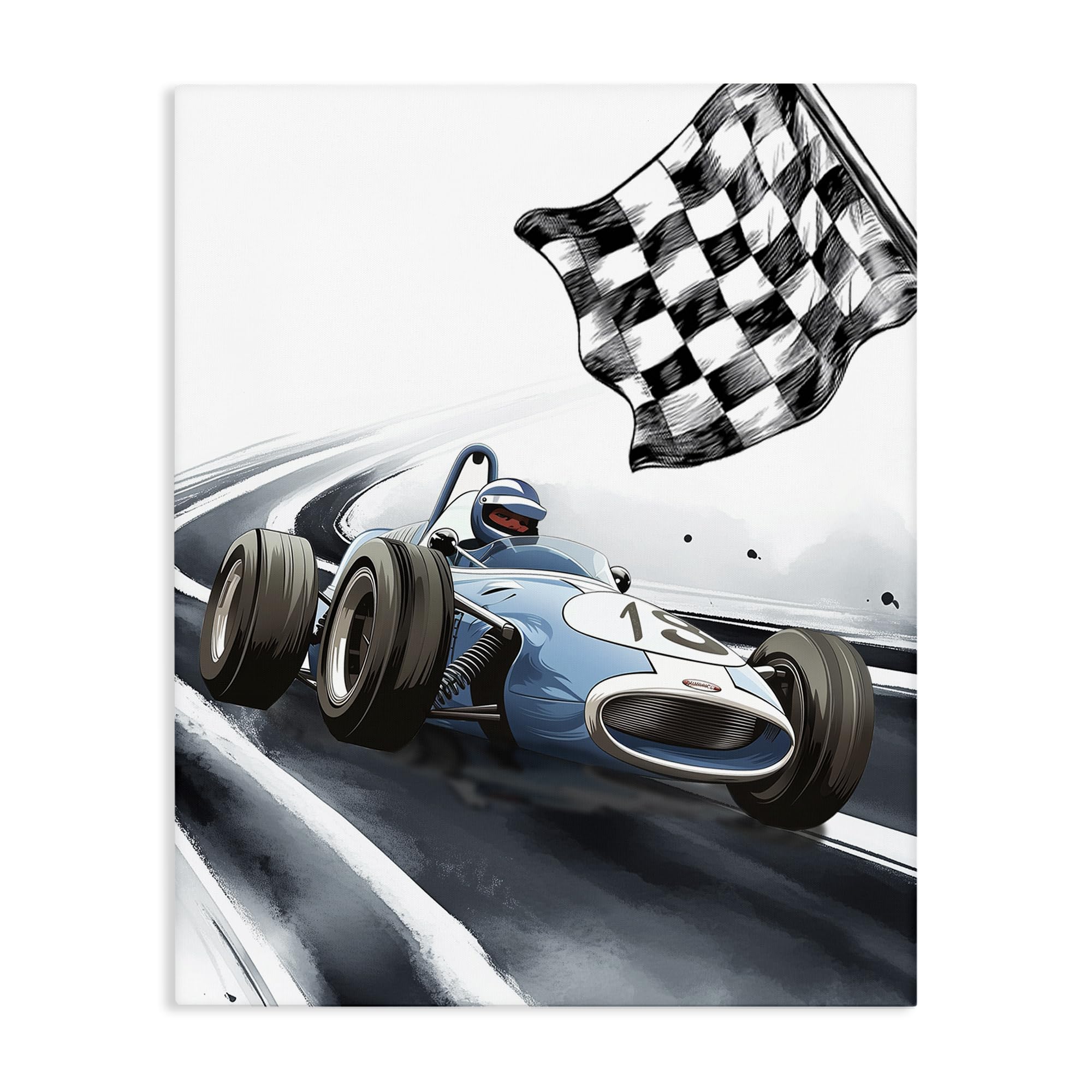 Stupell Industries 'Dynamic Racecar Driving', Canvas Art, 24 x 30 Inches, Easy to Hang and Sturdy, Made in USA, by Christine Simpson Art