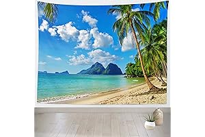 Loccor Ocean Beach Tapestry: 80Wx60H Inch Tropical Seaside Wall Art for Living...