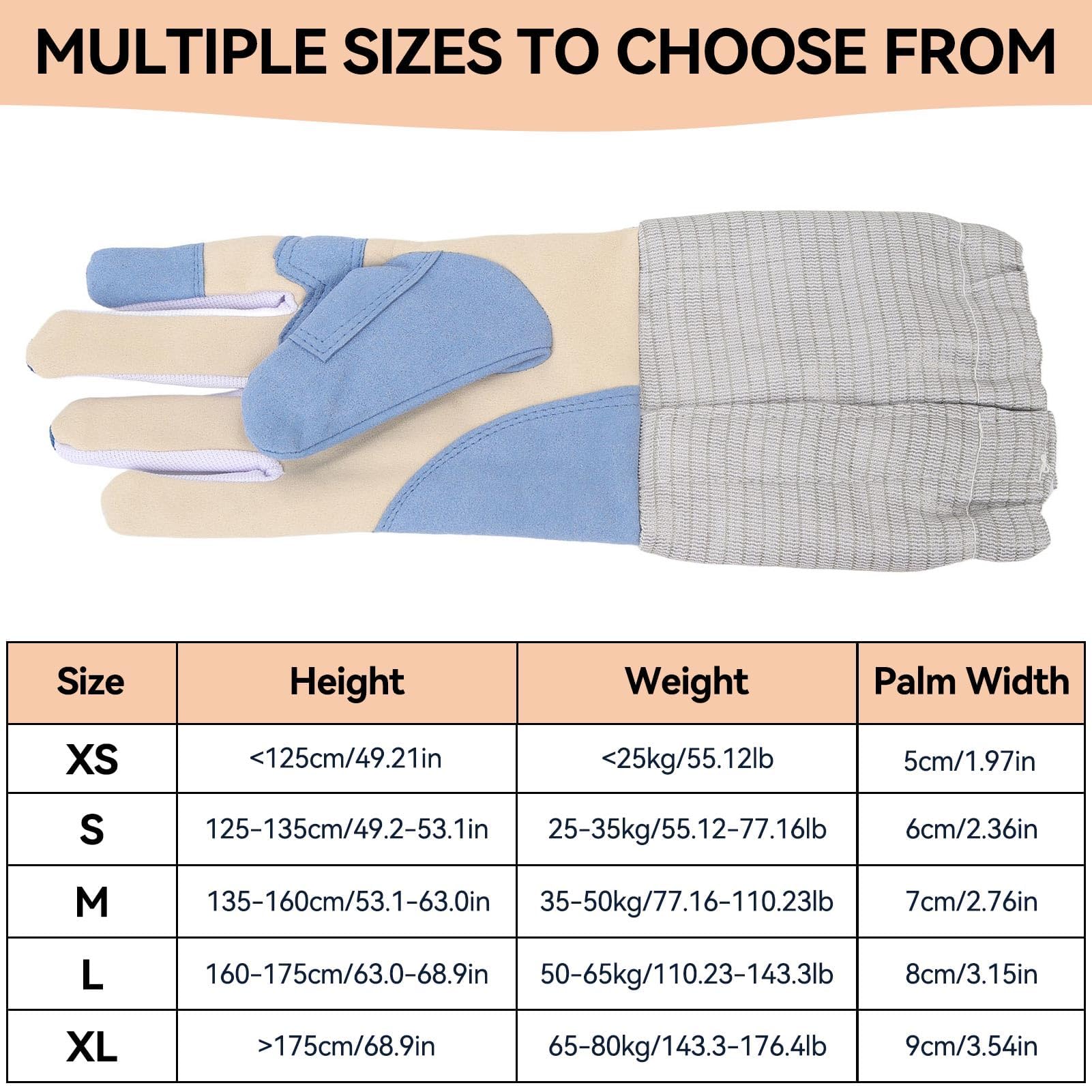 1Pcs Gants D'escrime Rembourrés, Gant de Sabre Antidérapant et Respirant pour Droitier Gants D'entraînement D'escrime Unisexes en Tissu Tricoté pour Un Seul Sport pour Jeunes Adultes