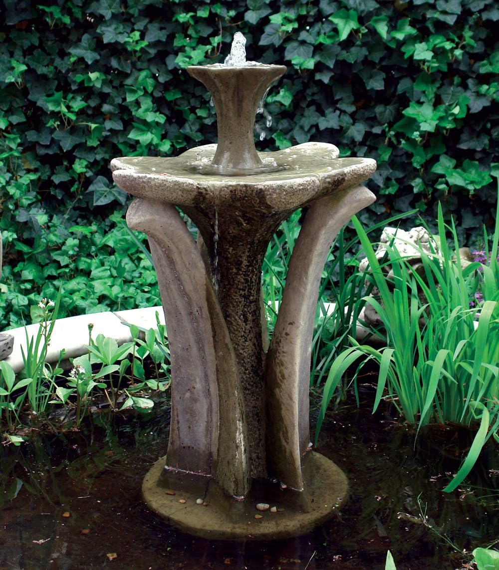 Garden Water Features Tiered Flower Stone Fountain Amazon.co.uk Garden