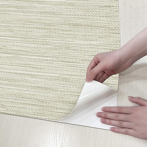 Miniatura 6 de Zeeko Papel tapiz de paja azul de 17.3 x 196.8 pulgadas, papel de contacto para despegar y pegar, papel tapiz moderno de granja, autoadhesivo,