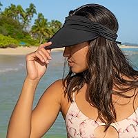 Vista 7 de Panama Jack Sombrero con visera solar para mujer, ligero, plegable, ajustable, ala grande flotante de 4 pulgadas de ancho con logotipo bordado