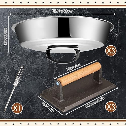 Miniatura 2 de Tessco Juego de 7 accesorios para parrilla, incluye 3 cúpula de fusión de quesos de 12.6 pulgadas, cubierta redonda para hilvanar, 3 piezas de