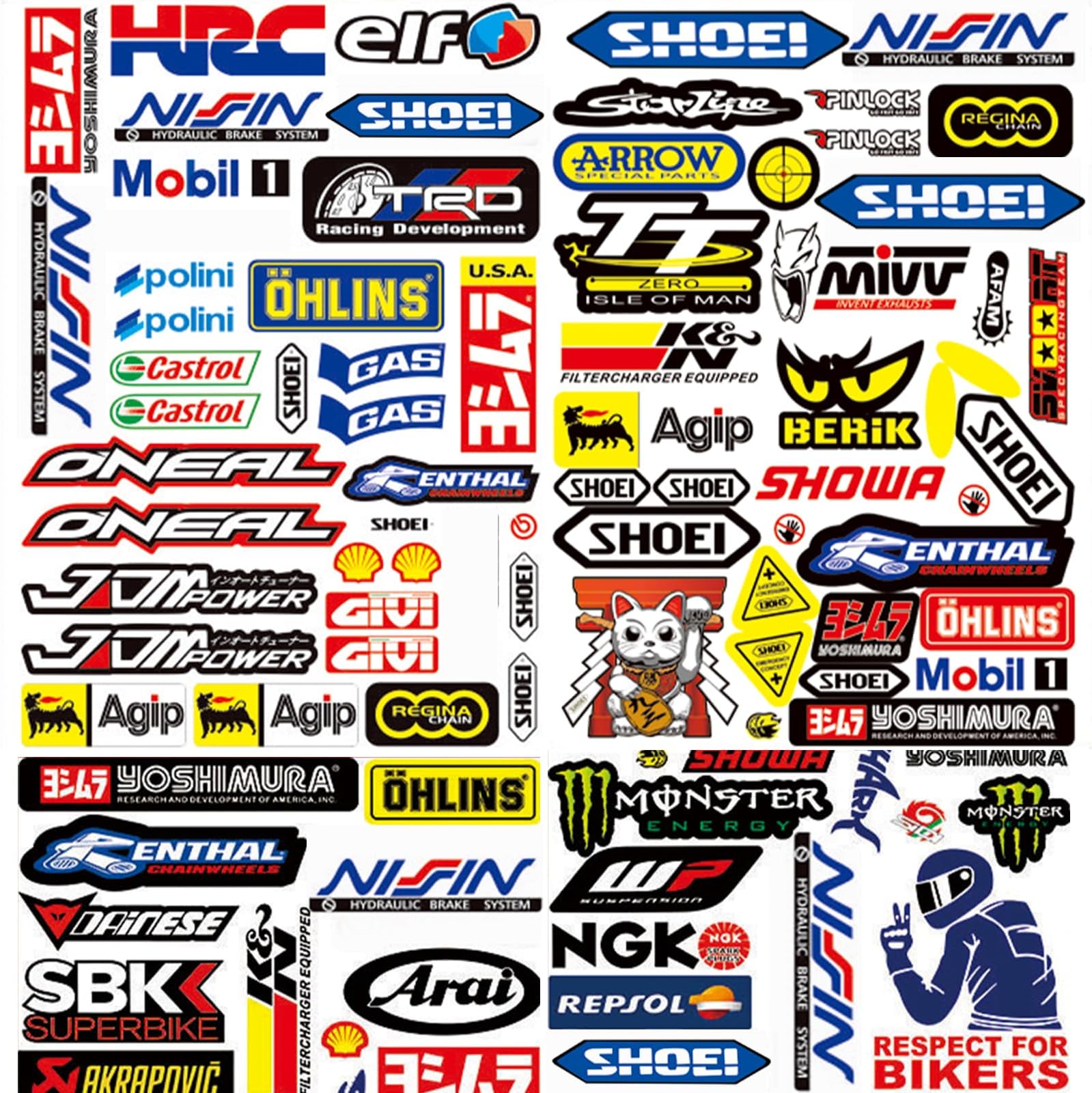PANYI 3 Pictures Motorcycle Sticker - Racing, Motorbike, Car, Sponsors, Helmet Stickers Suitable for Motorcycles, Cars, Racing Cars, Helmets