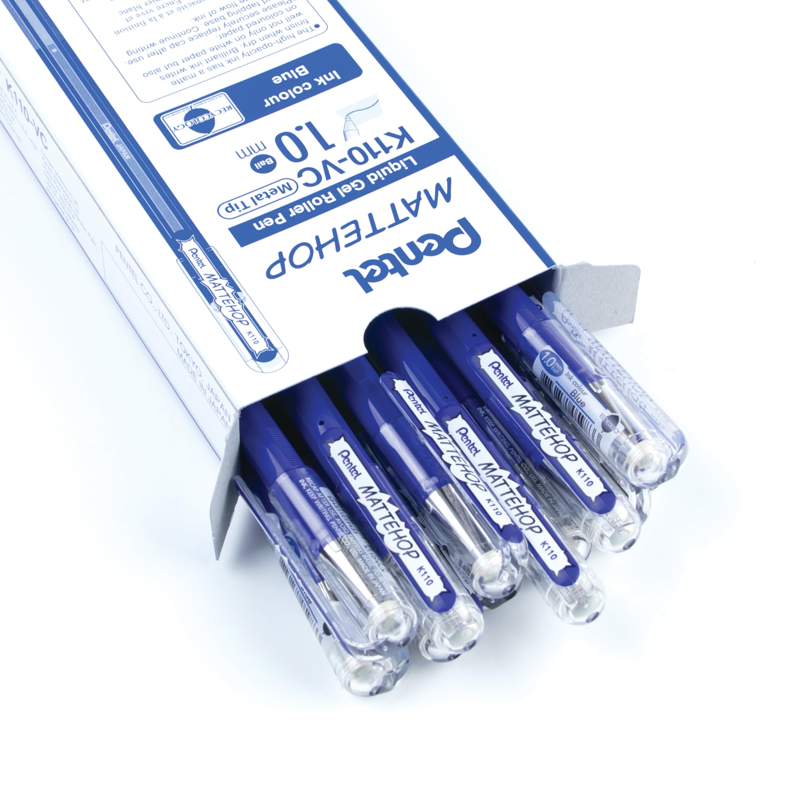 Pentel Mattehop 1.0mm Gel Roller Blue - Pack of 12, 1 count (Pack of 12) - Image 2