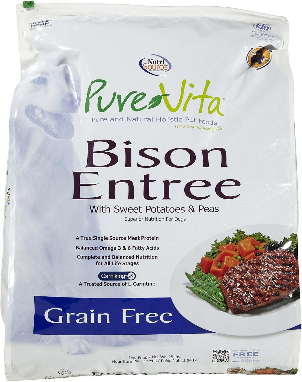 Tuffy'S Pet Food 131731 Tuffy Pure Vita Grain Free Bison Food For Dogs, 25-Pound